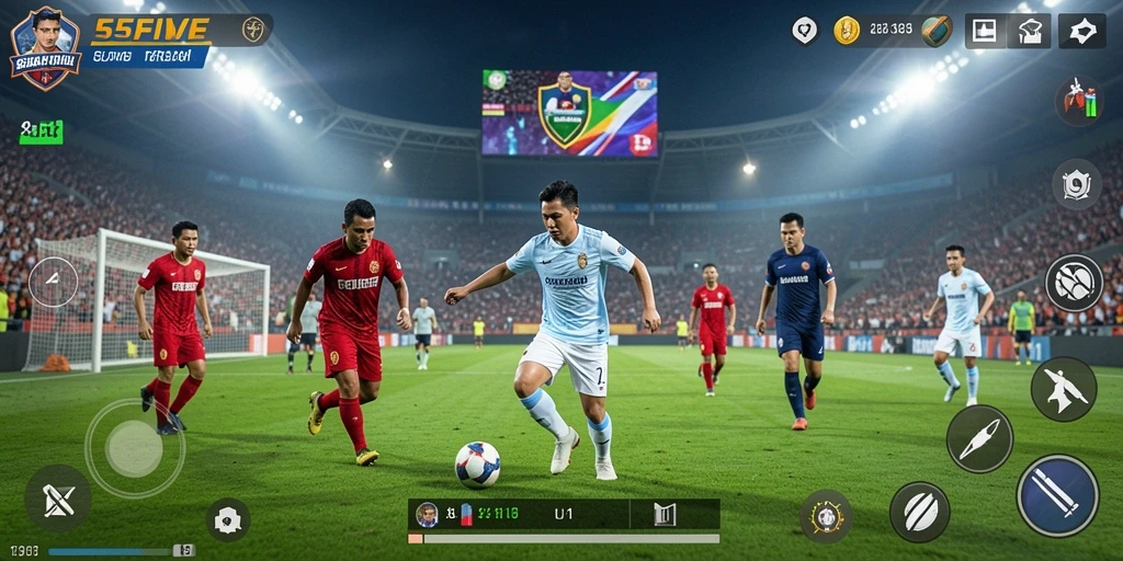 Tampilan gameplay seru di lapangan 55FIVE.