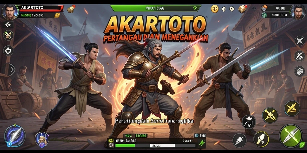 Screenshot gameplay AKARTOTO menunjukkan aksi pertarungan yang intens.