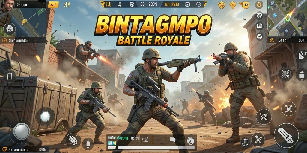 Tampilan aksi seru saat gameplay BINTANGMPO di pertempuran Battle Royale.