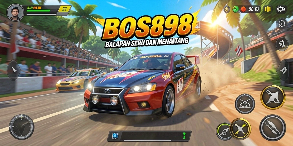 Screenshot menampilkan aksi balapan cepat dalam BOS898.