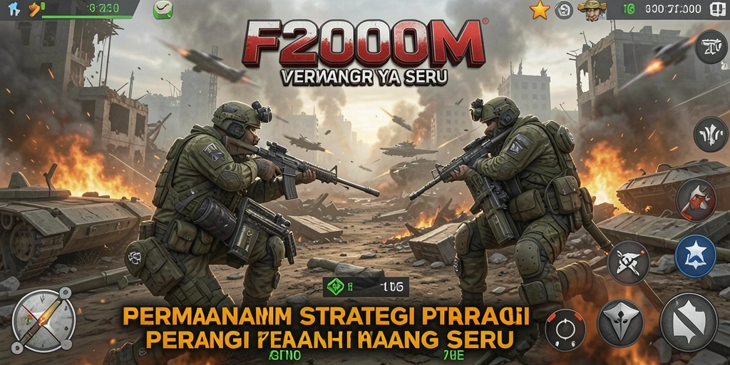 Tangkapan layar utama F200M menampilkan aksi pertarungan strategis.