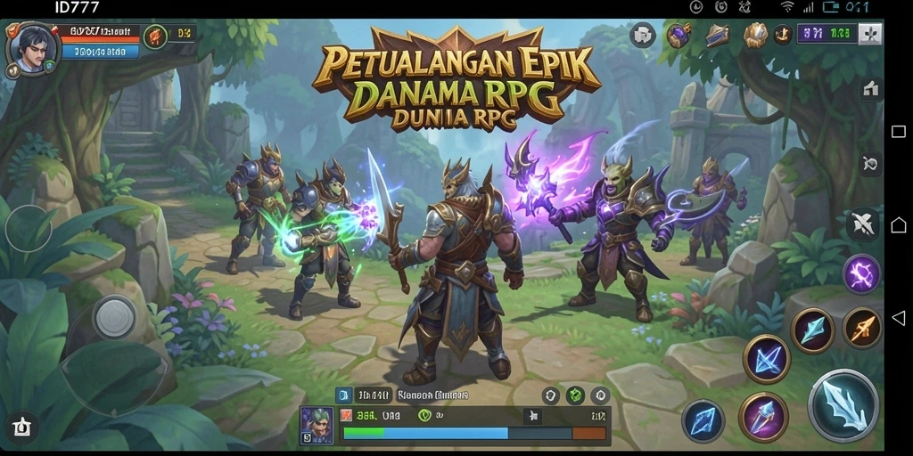 Screenshot game ID777 menampilkan pertarungan epik dalam dunia RPG.