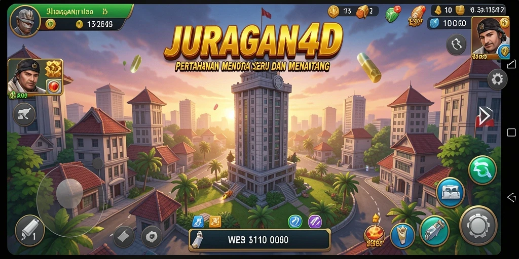 Screenshot gameplay <strong>JURAGAN4D</strong> menampilkan aksi menara pertahanan yang mendebarkan.
