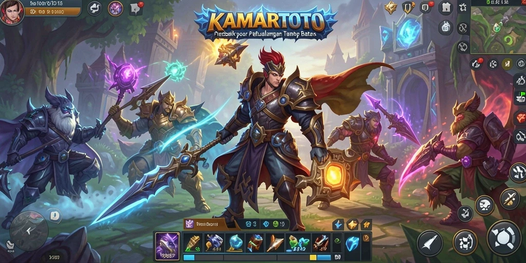 Screenshot gameplay KAMARTOTO menampilkan pertarungan epik dalam dunia fantasi.