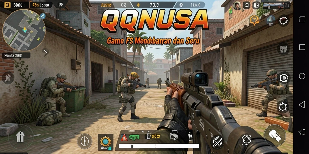 Screenshot dari gameplay seru di QQNUSA yang menampilkan aksi FPS.