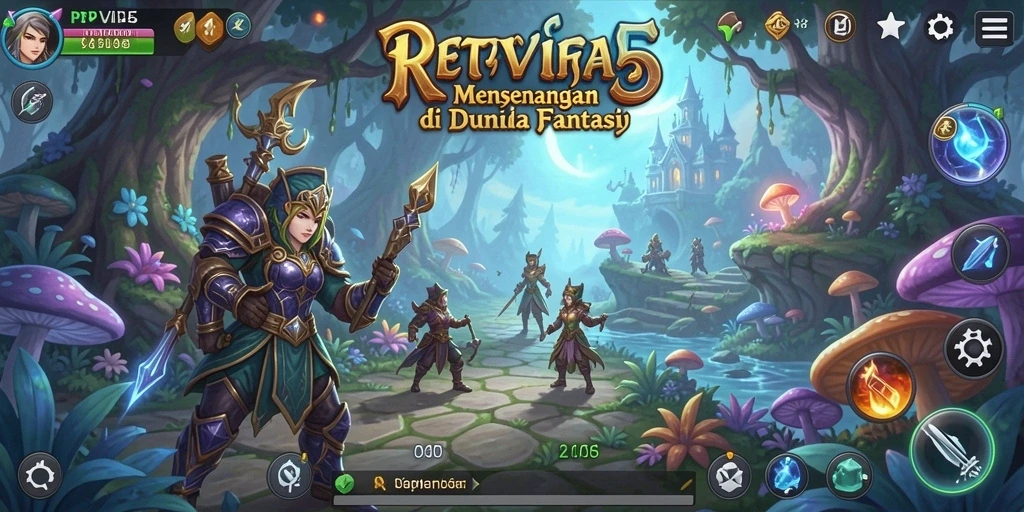 Screenshot gameplay RPVIP5 menunjukkan dunia petualangan yang menakjubkan dan penuh warna.