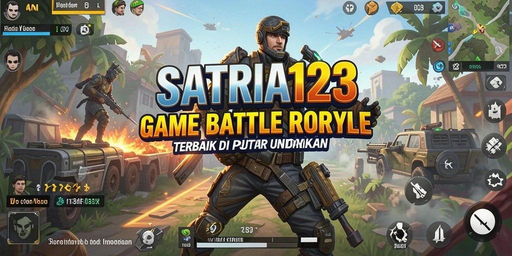 Tampilan gameplay SATRIA123 dalam pertarungan Battle Royale yang seru.