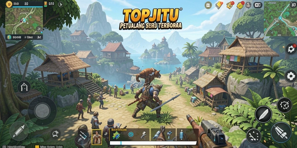 Screenshot game TOPJITU menampilkan aksi seru di dunia terbuka.