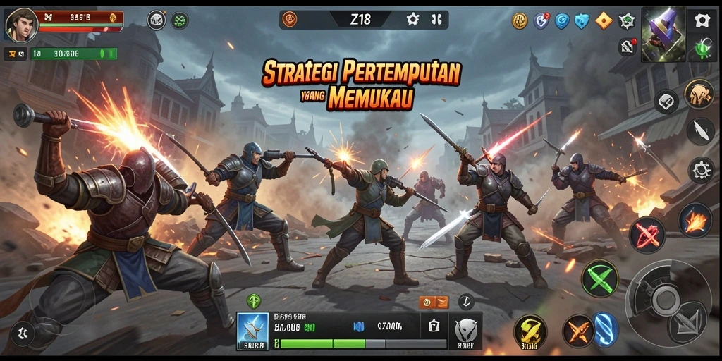 Menampilkan aksi pertempuran strategis dari gameplay Z18.